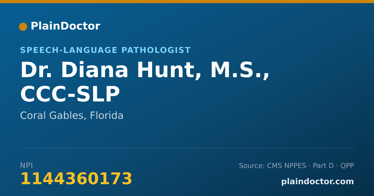 Shareable card for Diana Hunt, M.S., CCC-SLP - Speech-Language Pathologist, Coral Gables, FL