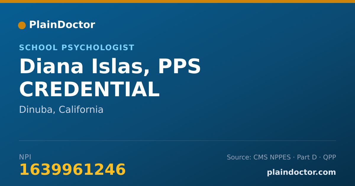 Shareable card for Diana Islas, PPS CREDENTIAL - School Psychologist, Dinuba, CA