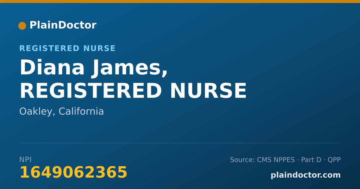 Shareable card for Diana James, REGISTERED NURSE - Registered Nurse, Oakley, CA