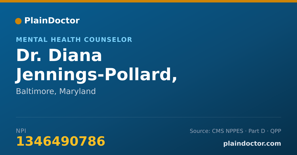 Shareable card for Diana Jennings-Pollard, LMHC, LCPC - Mental Health Counselor, Baltimore, MD