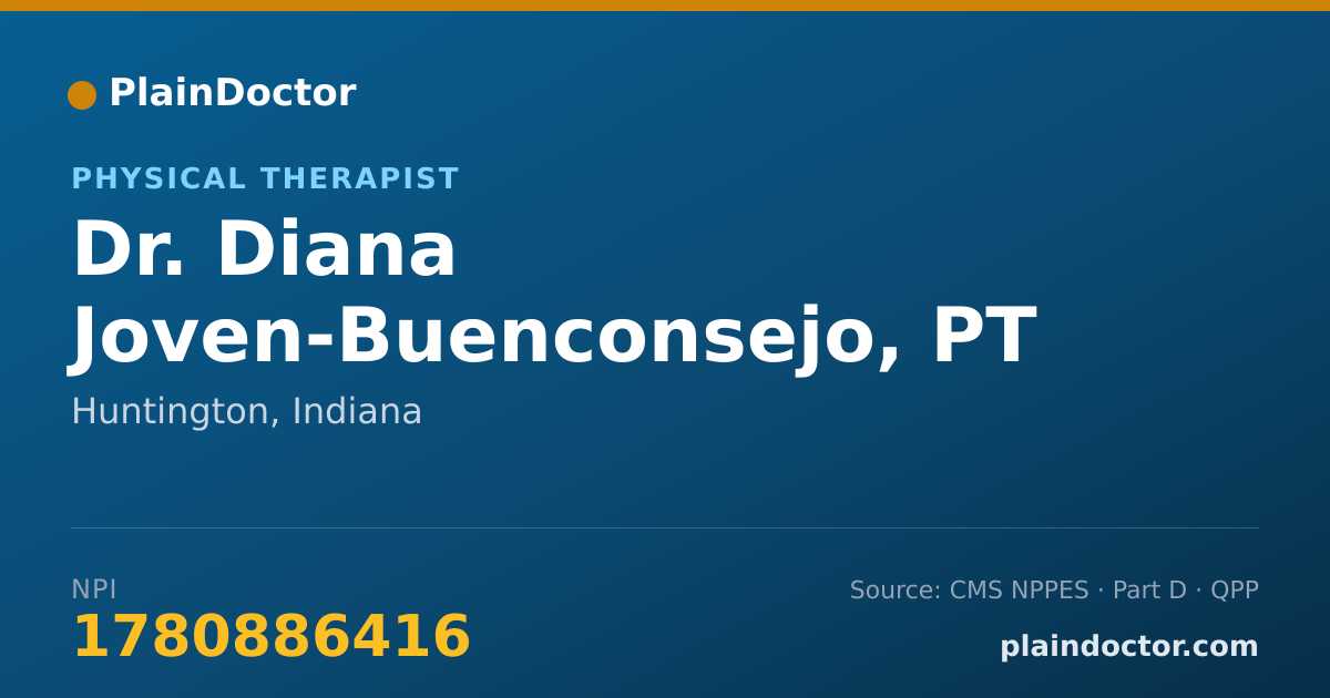 Shareable card for Diana Joven-Buenconsejo, PT - Physical Therapist, Huntington, IN