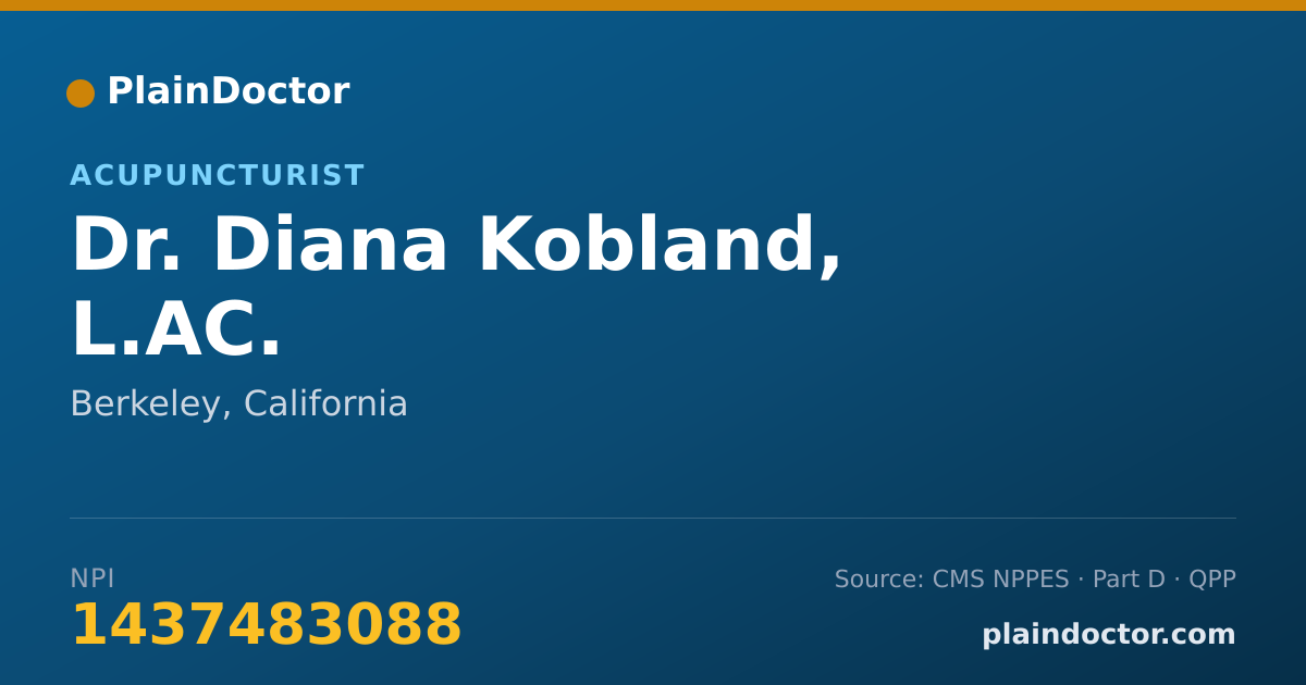 Shareable card for Diana Kobland, L.AC. - Acupuncturist, Berkeley, CA