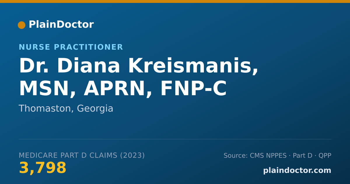 Shareable card for Diana Kreismanis, MSN, APRN, FNP-C - Nurse Practitioner, Thomaston, GA