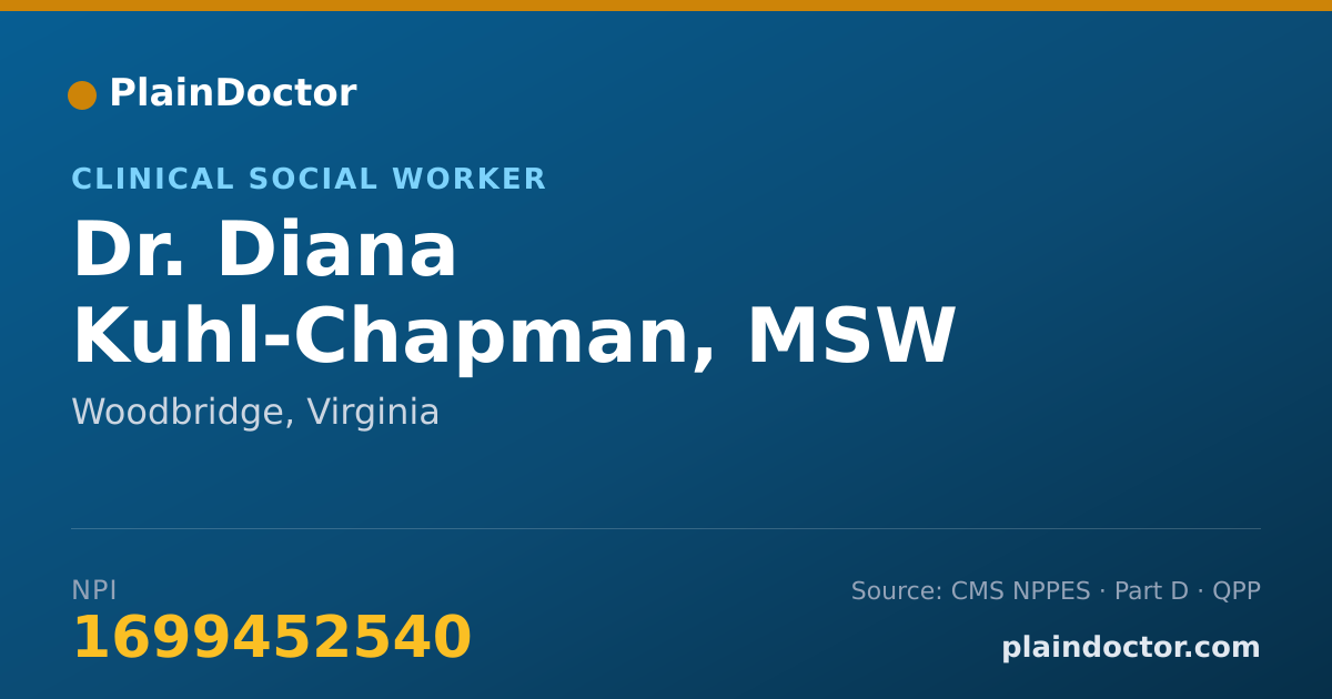 Shareable card for Diana Kuhl-Chapman, MSW - Clinical Social Worker, Woodbridge, VA