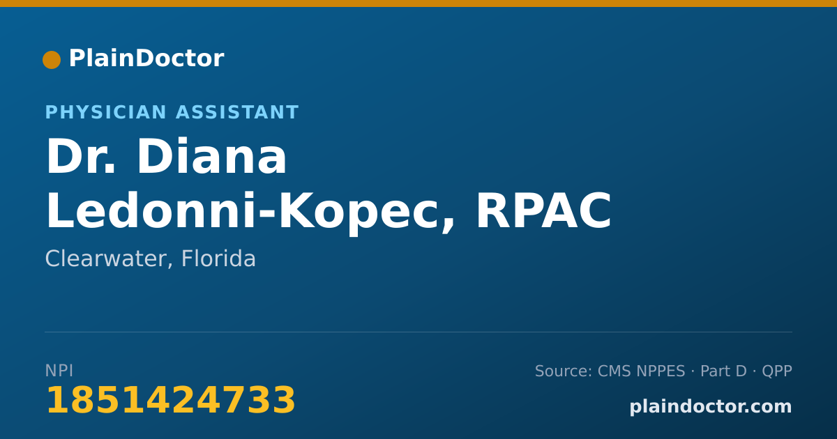 Shareable card for Diana Ledonni-Kopec, RPAC - Physician Assistant, Clearwater, FL