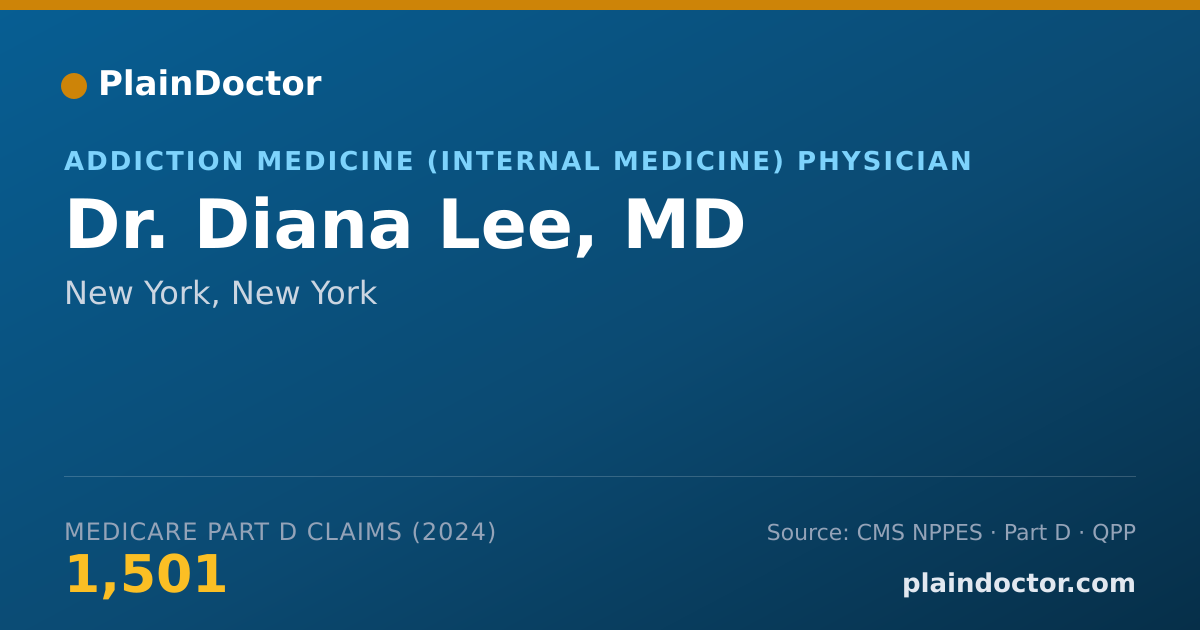 Shareable card for Diana Lee, MD - Addiction Medicine (Internal Medicine) Physician, New York, NY