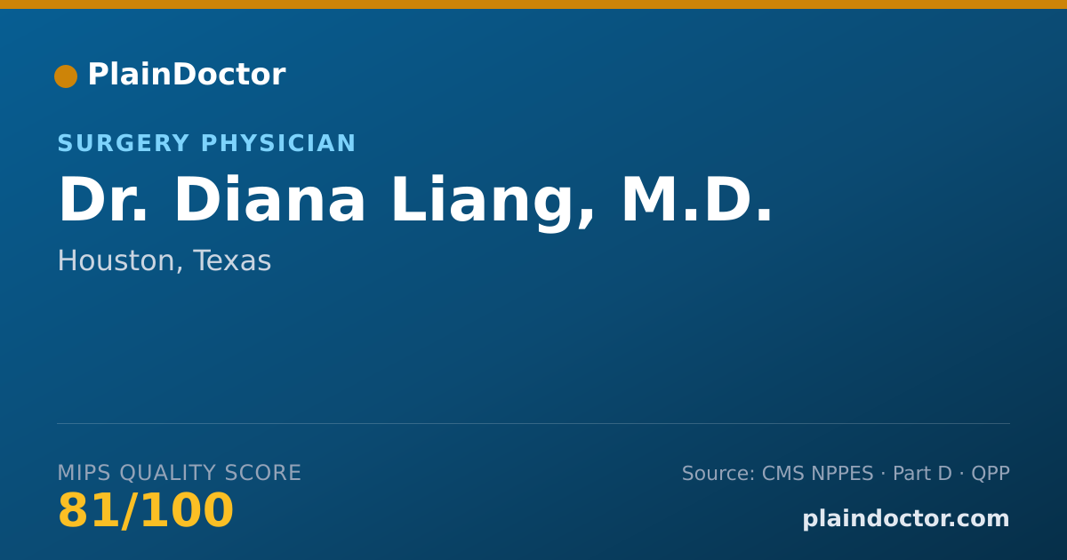Shareable card for Diana Liang, M.D. - Surgery Physician, Houston, TX