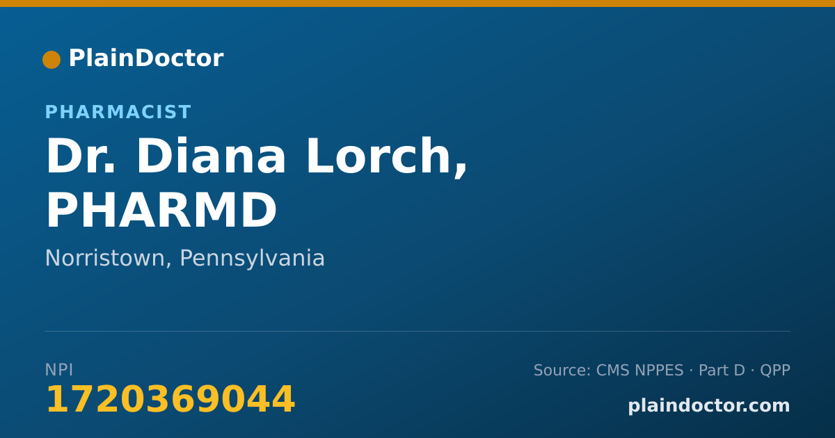 Shareable card for Diana Lorch, PHARMD - Pharmacist, Norristown, PA