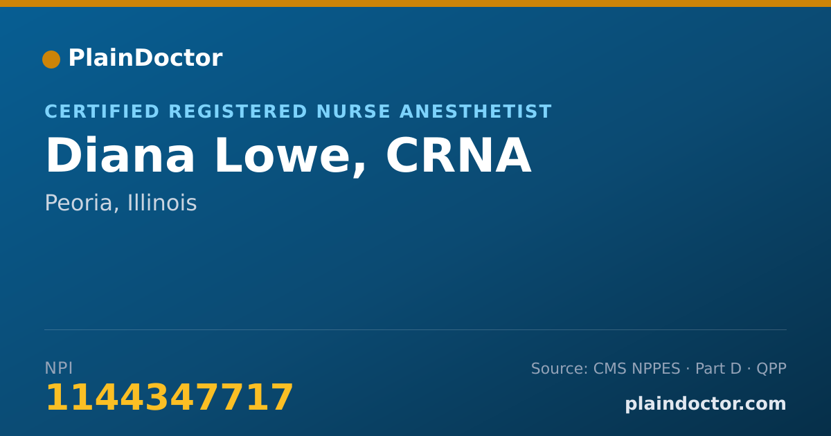 Shareable card for Diana Lowe, CRNA - Certified Registered Nurse Anesthetist, Peoria, IL