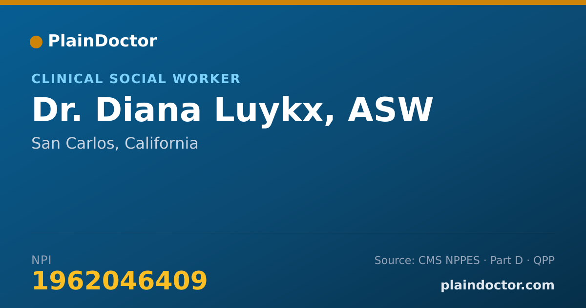 Shareable card for Diana Luykx, ASW - Clinical Social Worker, San Carlos, CA