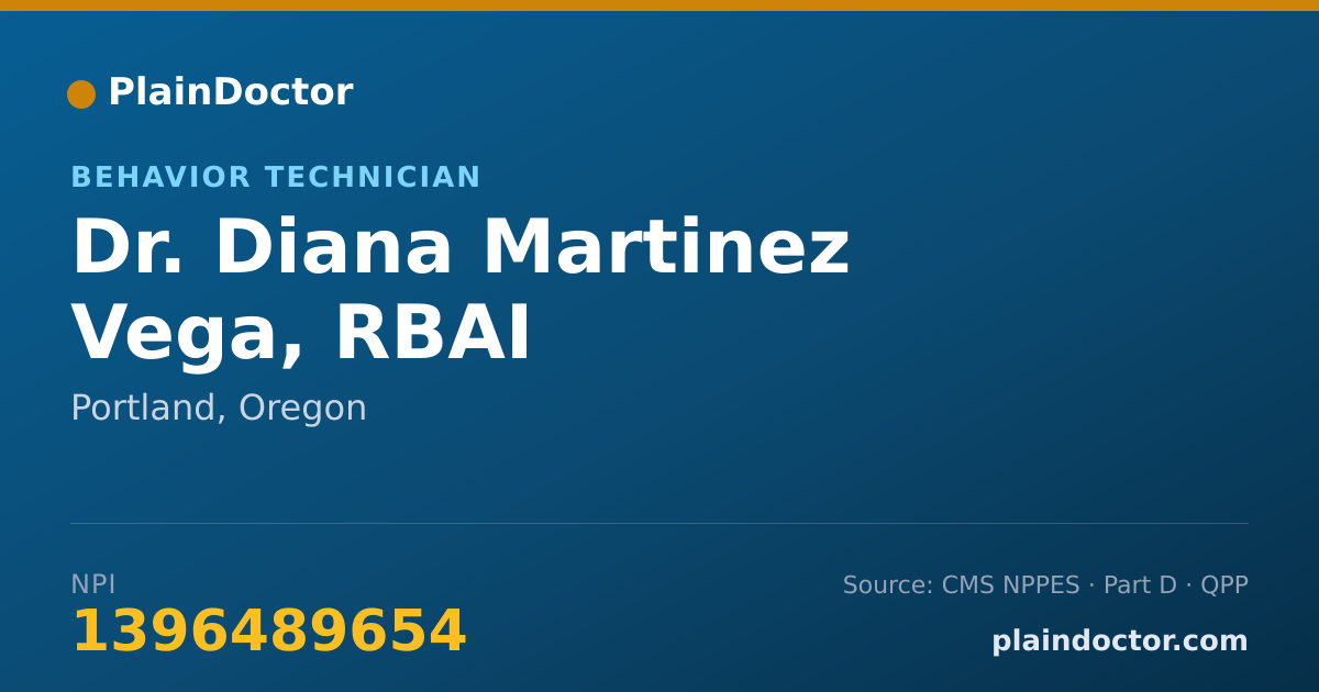 Shareable card for Diana Martinez Vega, RBAI - Behavior Technician, Portland, OR