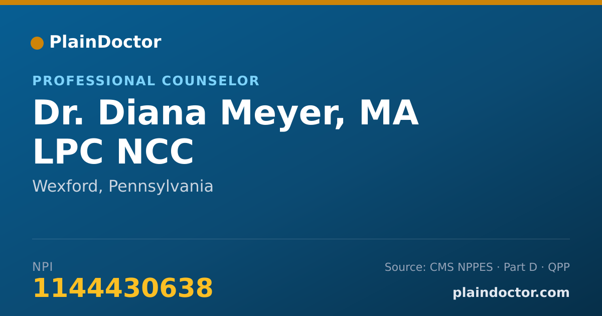 Shareable card for Diana Meyer, MA LPC NCC - Professional Counselor, Wexford, PA