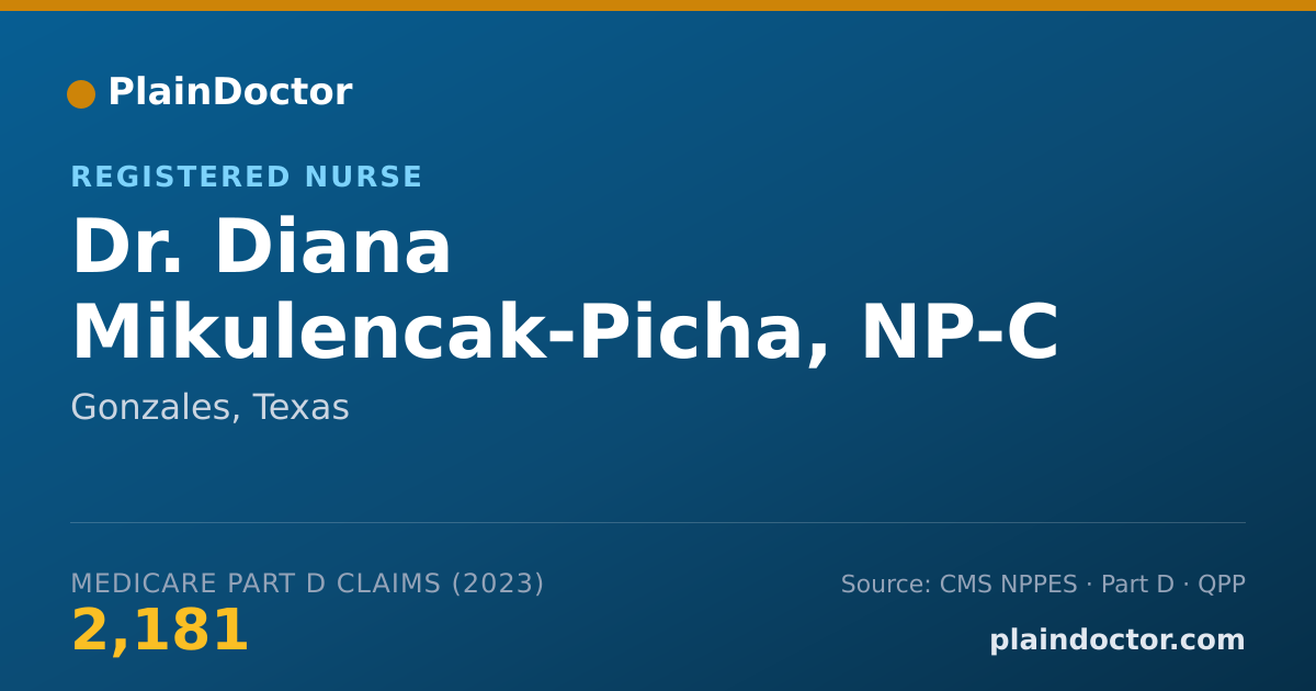 Shareable card for Diana Mikulencak-Picha, NP-C - Registered Nurse, Gonzales, TX