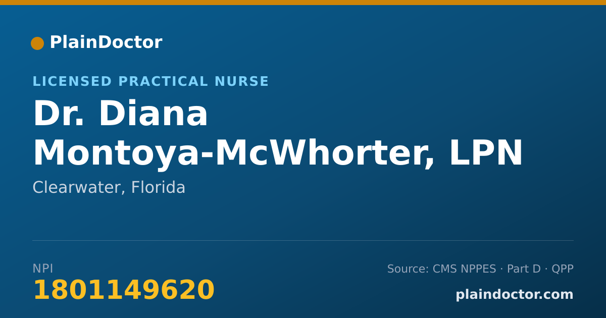 Shareable card for Diana Montoya-McWhorter, LPN - Licensed Practical Nurse, Clearwater, FL
