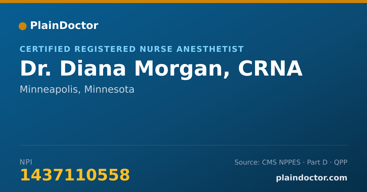 Shareable card for Diana Morgan, CRNA - Certified Registered Nurse Anesthetist, Minneapolis, MN