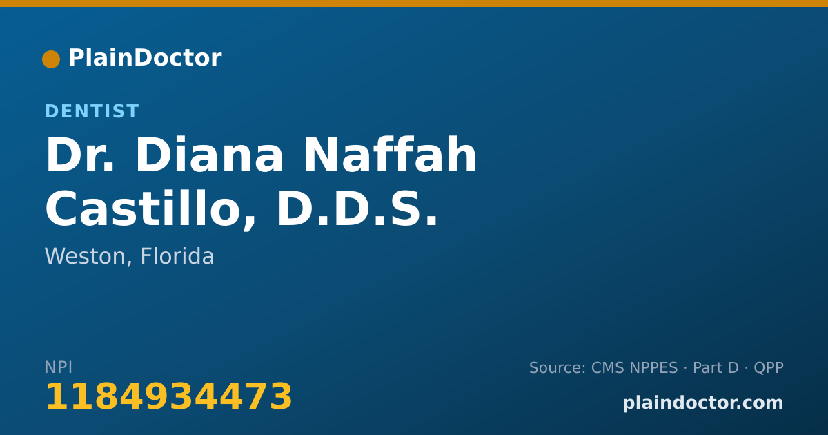 Shareable card for Diana Naffah Castillo, D.D.S. - Dentist, Weston, FL