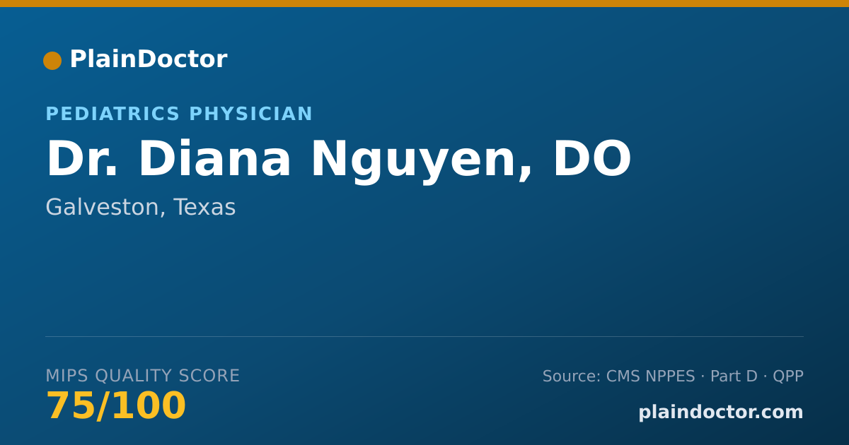 Shareable card for Diana Nguyen, DO - Pediatrics Physician, Galveston, TX