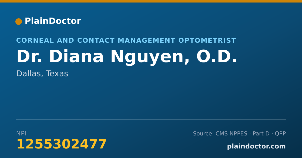 Shareable card for Diana Nguyen, O.D. - Corneal and Contact Management Optometrist, Dallas, TX