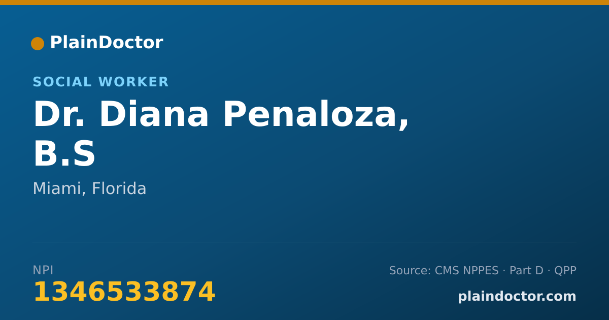 Shareable card for Diana Penaloza, B.S - Social Worker, Miami, FL