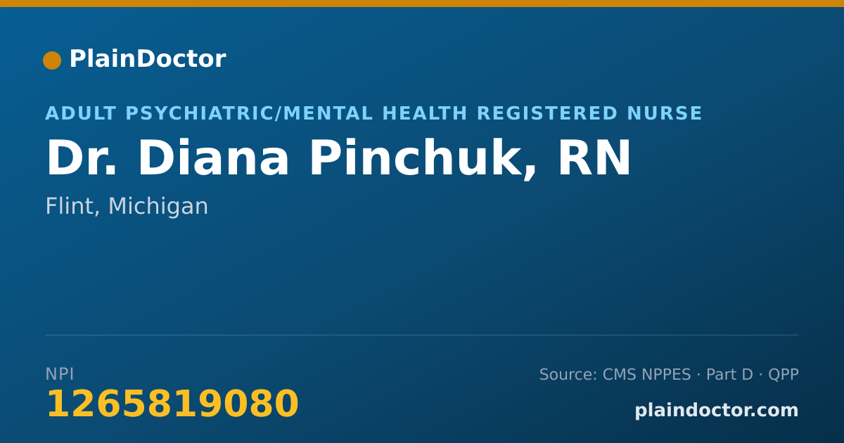 Shareable card for Diana Pinchuk, RN - Adult Psychiatric/Mental Health Registered Nurse, Flint, MI
