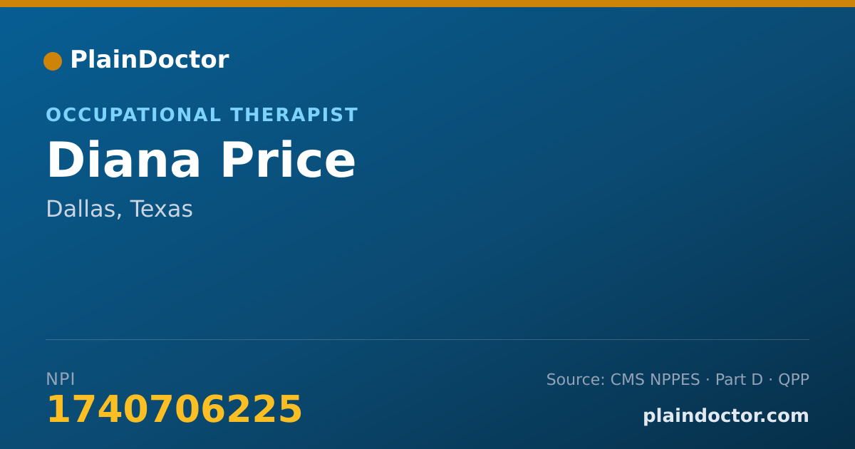 Shareable card for Diana Price - Occupational Therapist, Dallas, TX
