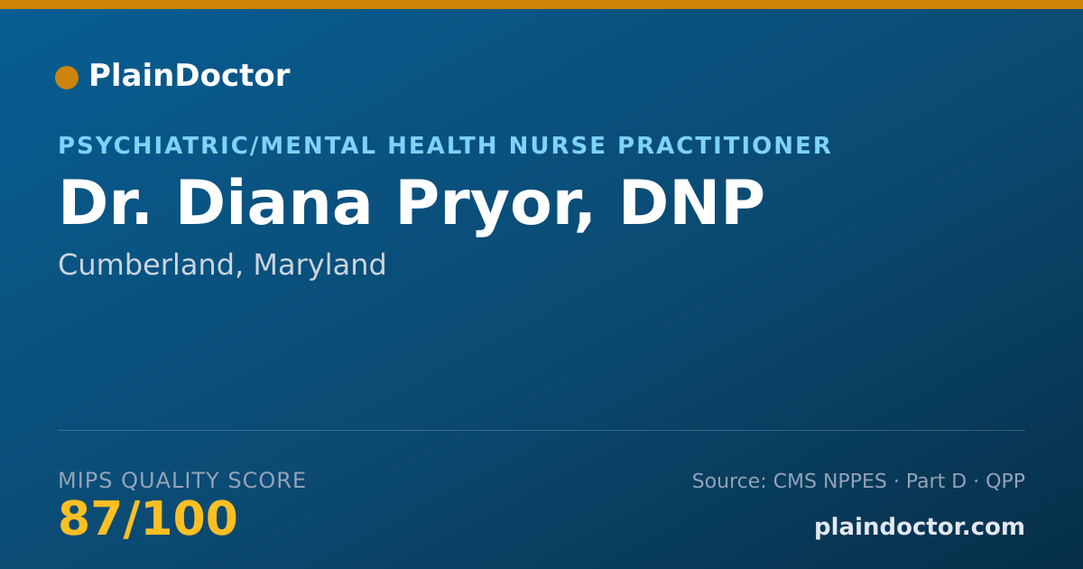 Shareable card for Diana Pryor, DNP - Psychiatric/Mental Health Nurse Practitioner, Cumberland, MD