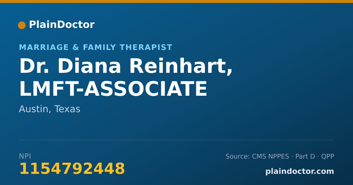 Shareable card for Diana Reinhart, LMFT-ASSOCIATE - Marriage & Family Therapist, Austin, TX