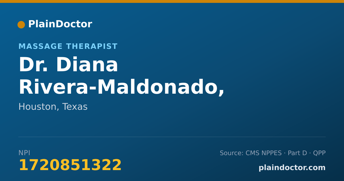 Shareable card for Diana Rivera-Maldonado, MASSAGE THERPIST - Massage Therapist, Houston, TX