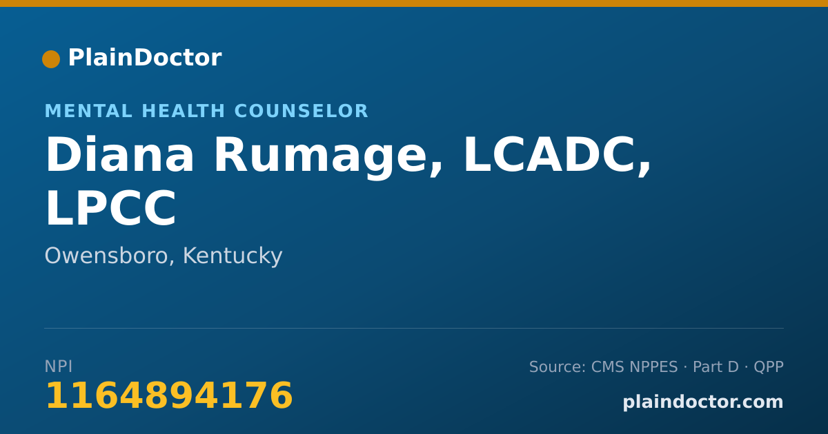 Shareable card for Diana Rumage, LCADC, LPCC - Mental Health Counselor, Owensboro, KY
