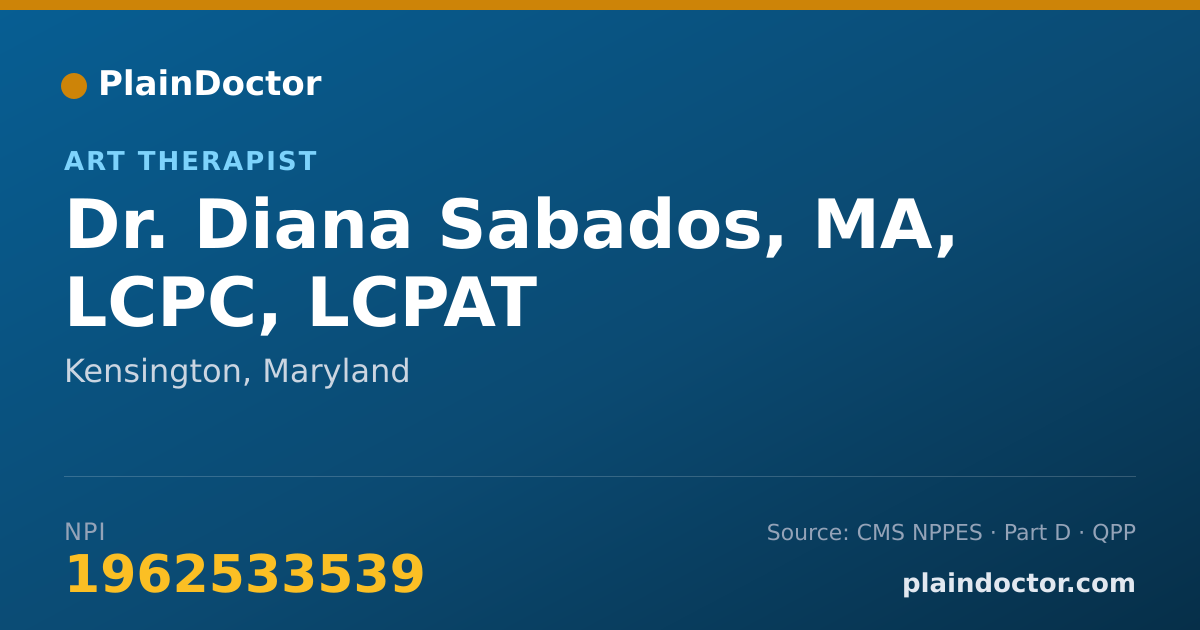 Shareable card for Diana Sabados, MA, LCPC, LCPAT - Art Therapist, Kensington, MD