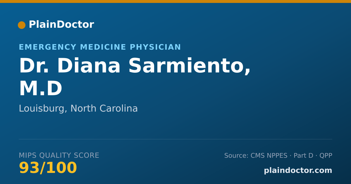 Shareable card for Diana Sarmiento, M.D - Emergency Medicine Physician, Louisburg, NC