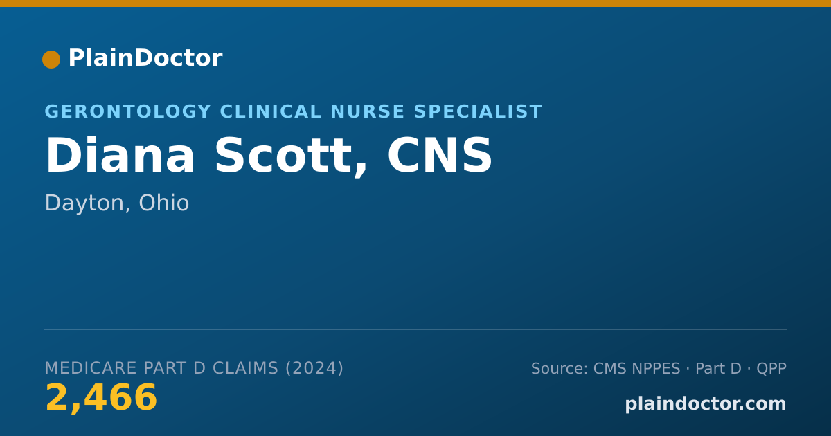 Shareable card for Diana Scott, CNS - Gerontology Clinical Nurse Specialist, Dayton, OH