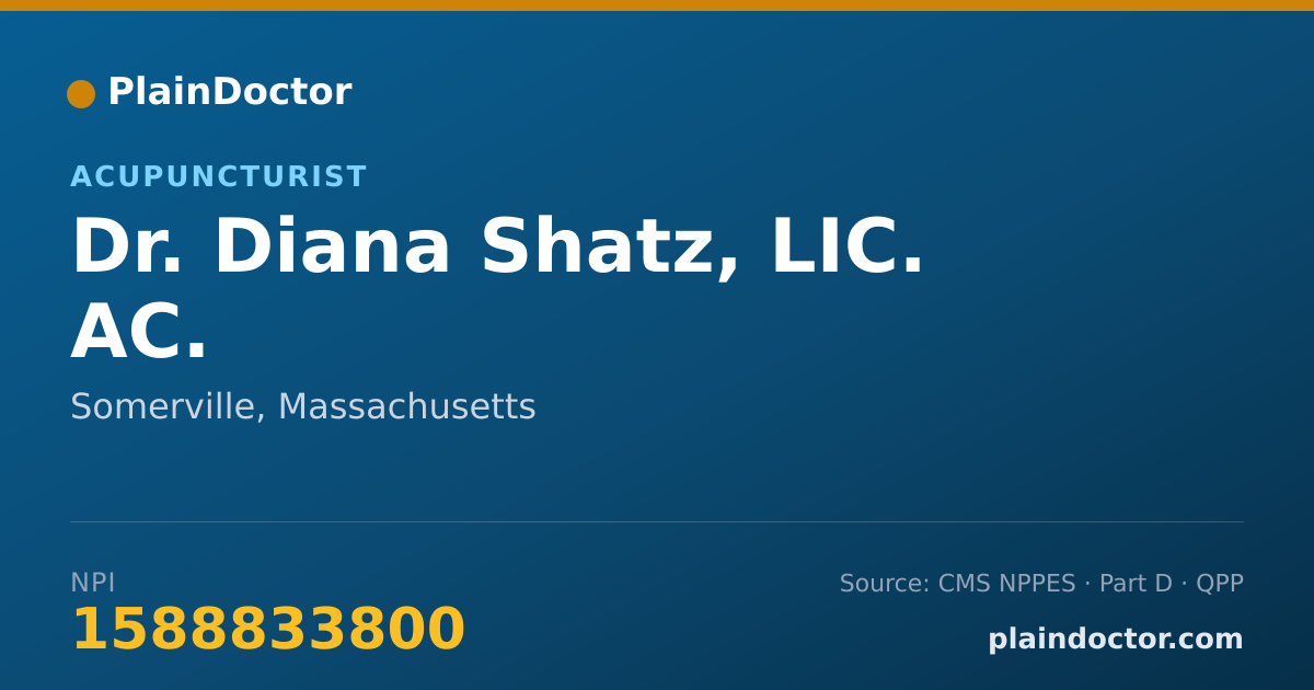 Shareable card for Diana Shatz, LIC. AC. - Acupuncturist, Somerville, MA