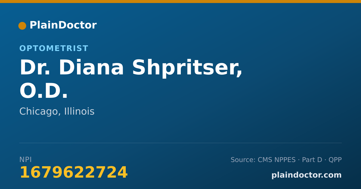 Shareable card for Diana Shpritser, O.D. - Optometrist, Chicago, IL