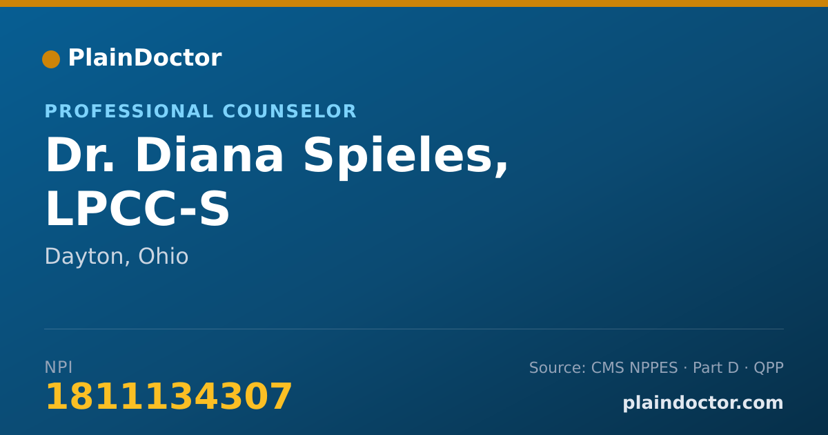 Shareable card for Diana Spieles, LPCC-S - Professional Counselor, Dayton, OH