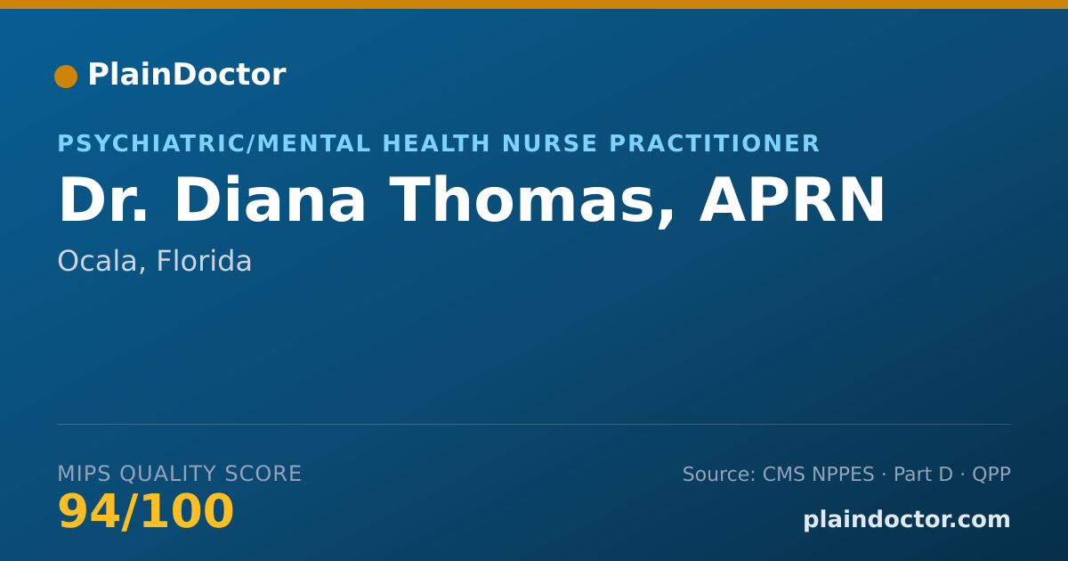Shareable card for Diana Thomas, APRN - Psychiatric/Mental Health Nurse Practitioner, Ocala, FL