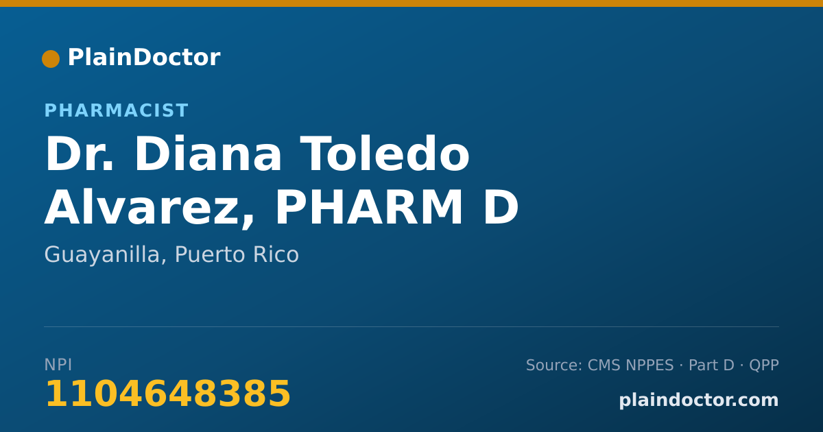 Shareable card for Diana Toledo Alvarez, PHARM D - Pharmacist, Guayanilla, PR