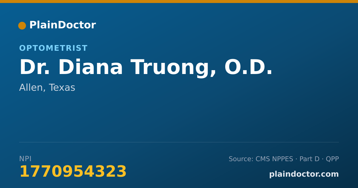 Shareable card for Diana Truong, O.D. - Optometrist, Allen, TX