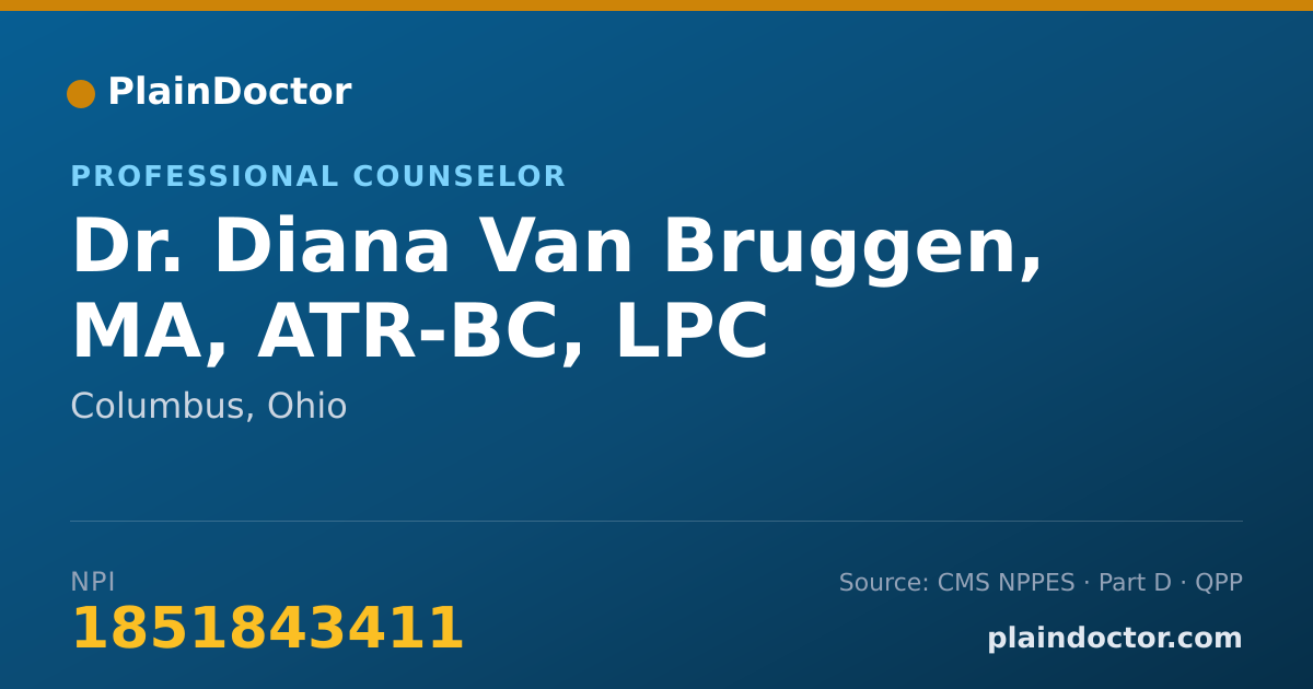 Shareable card for Diana Van Bruggen, MA, ATR-BC, LPC - Professional Counselor, Columbus, OH