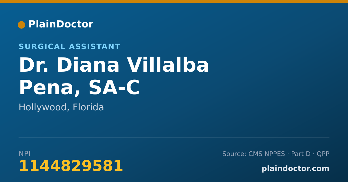 Shareable card for Diana Villalba Pena, SA-C - Surgical Assistant, Hollywood, FL