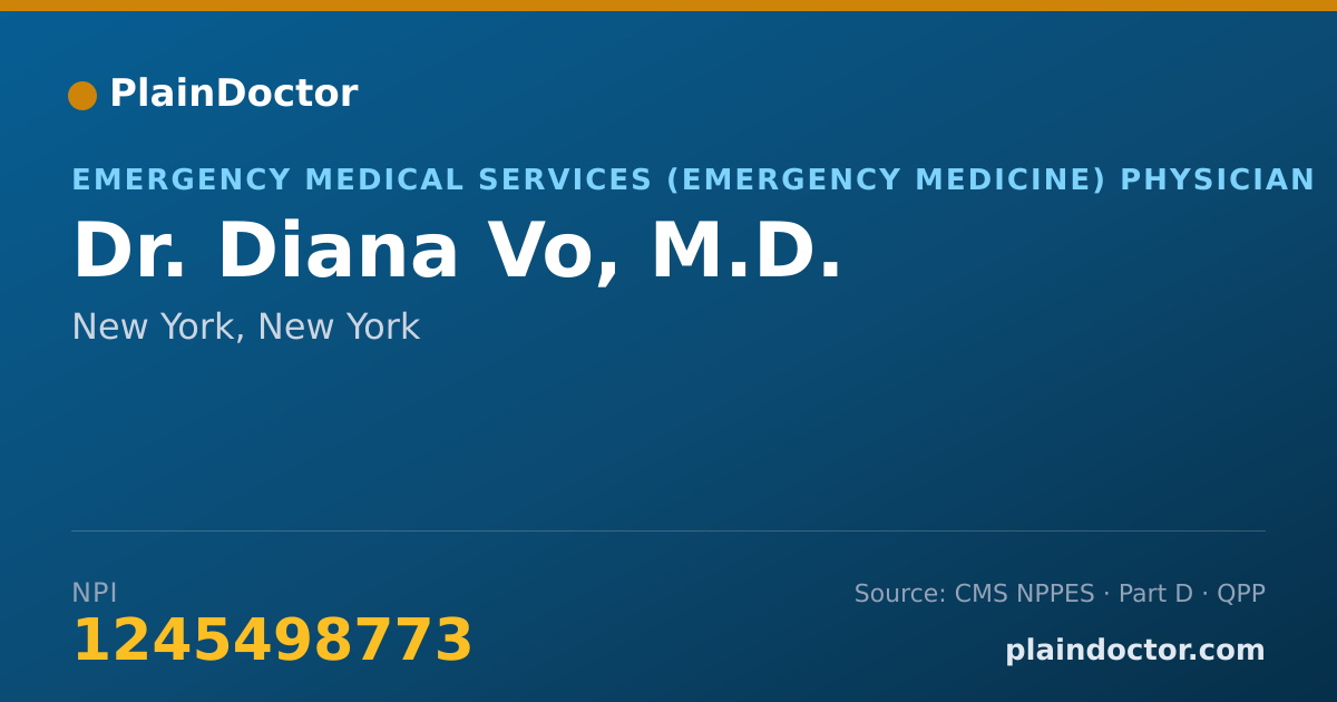 Shareable card for Diana Vo, M.D. - Emergency Medical Services (Emergency Medicine) Physician, New York, NY