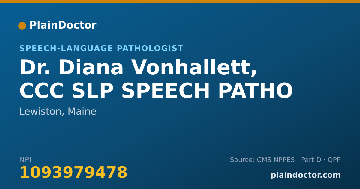 Shareable card for Diana Vonhallett, CCC SLP SPEECH PATHO - Speech-Language Pathologist, Lewiston, ME