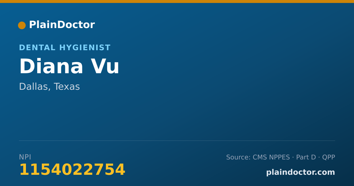 Shareable card for Diana Vu - Dental Hygienist, Dallas, TX