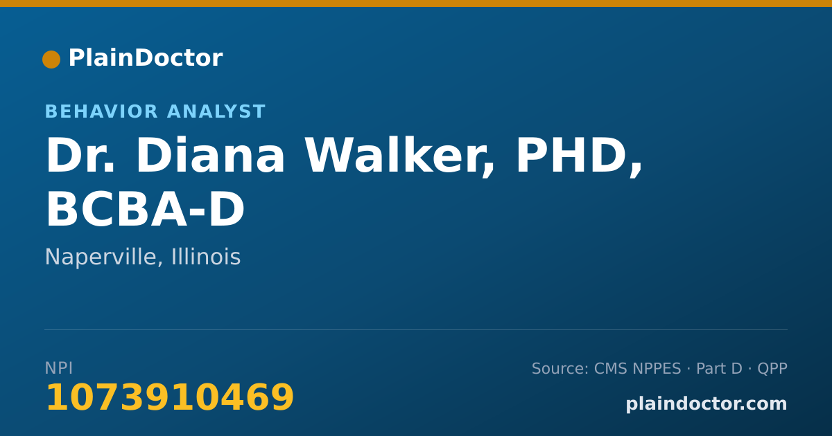 Shareable card for Diana Walker, PHD, BCBA-D - Behavior Analyst, Naperville, IL