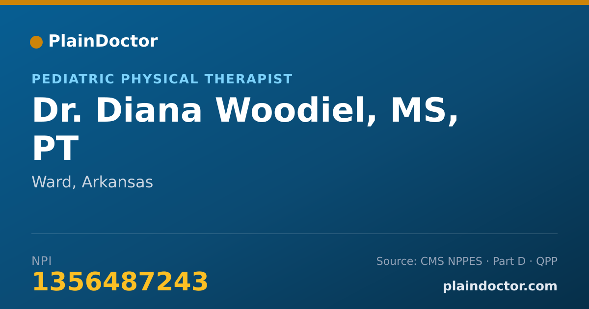 Shareable card for Diana Woodiel, MS, PT - Pediatric Physical Therapist, Ward, AR