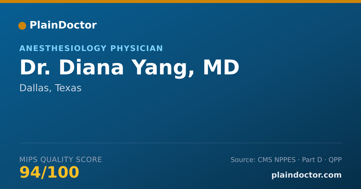 Shareable card for Diana Yang, MD - Anesthesiology Physician, Dallas, TX