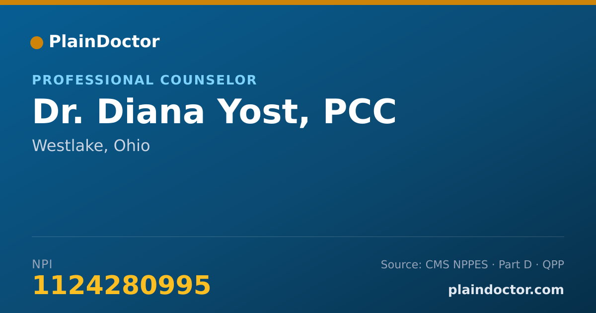 Shareable card for Diana Yost, PCC - Professional Counselor, Westlake, OH