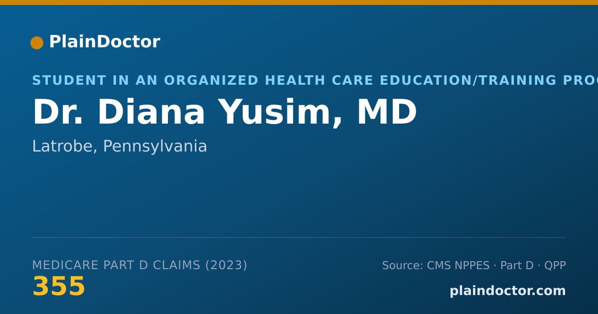 Shareable card for Diana Yusim, MD - Student in an Organized Health Care Education/Training Program, Latrobe, PA