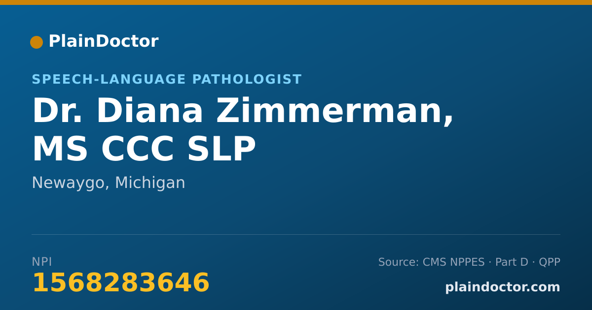 Shareable card for Diana Zimmerman, MS CCC SLP - Speech-Language Pathologist, Newaygo, MI