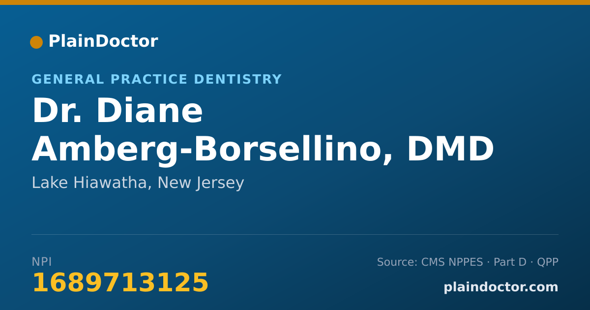Shareable card for Diane Amberg-Borsellino, DMD - General Practice Dentistry, Lake Hiawatha, NJ